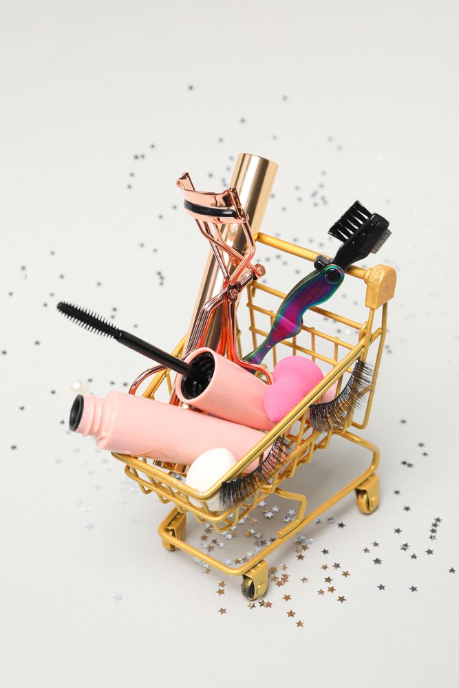 False eyelashes, concept of different makeup accessories