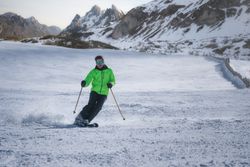 Man skiing on winter day