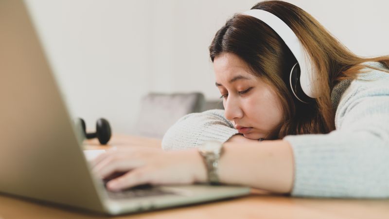 Student falling asleep during homework