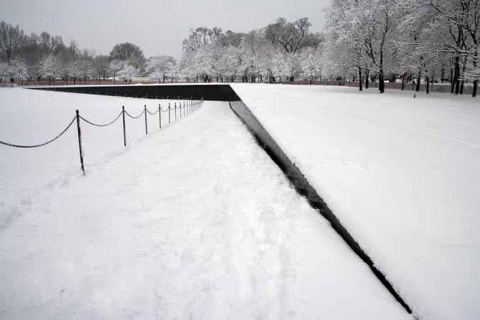 Vietnam War Memorial after a snow storm, Washington, D.C.