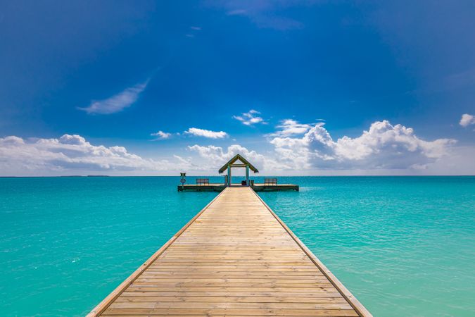 Landscape shot of dock in the Indian Ocean