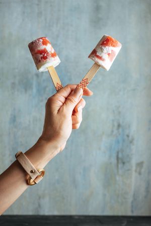 Watermelon and cream popsicles