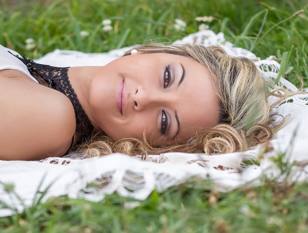 woman relaxing on the grass