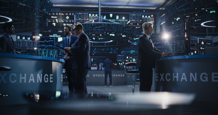 Routine Work Day in an International Stock Exchange Hall