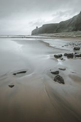 Old temple located on cliff in Northern Ireland coast