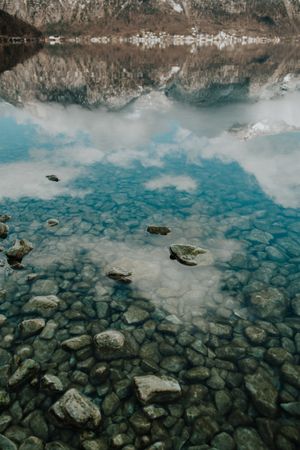 Rocky shallow water with clear water in mountains