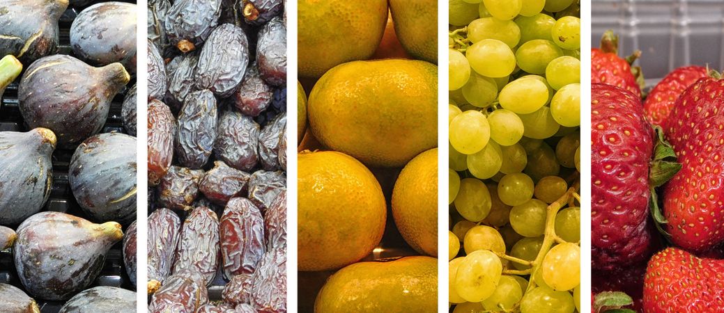 Colorful Fruit Collage On Background