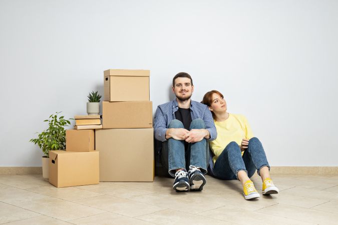 Concept of move with a happy young couple