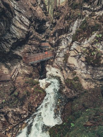 Tourist path among beautiful mountain landscape