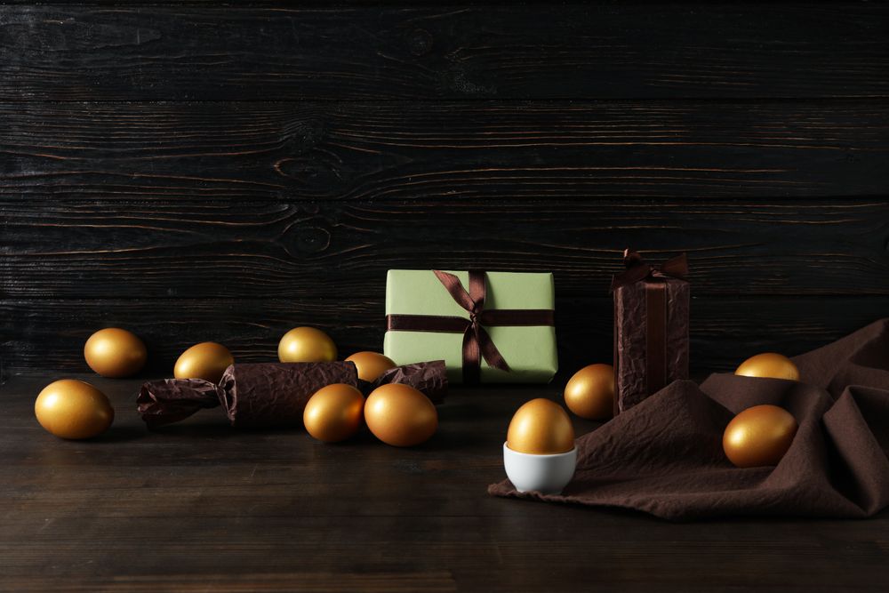 Pension rewards, returns and investment funding concepts, golden eggs