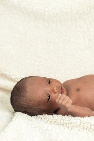 Newborn baby on soft blanket