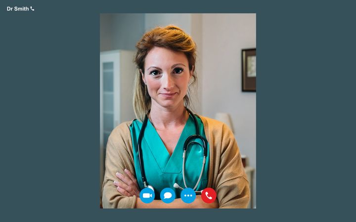 Video call screen of medical consultation with doctor
