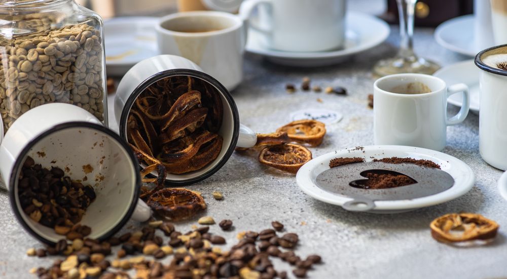 Variety of coffee drink types and garnishes