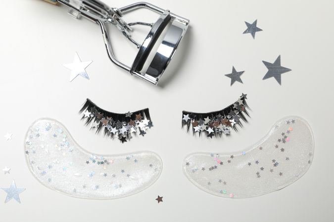 False eyelashes, concept of different makeup accessories