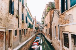 Boats water canal in Venice, Italy 
