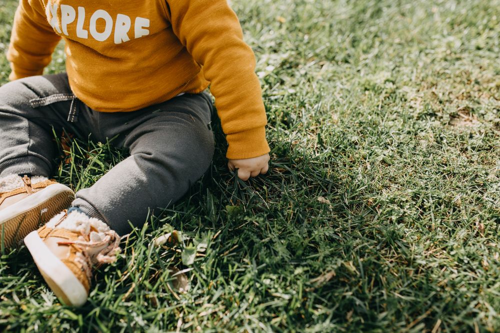 Boy sitting in the grass