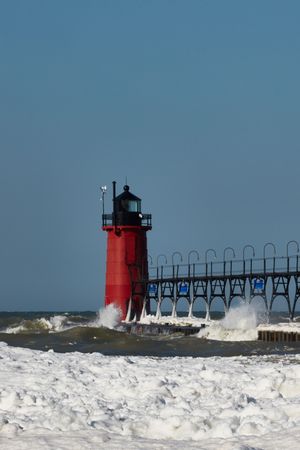 South Haven Light on winters day, South Haven, Michigan