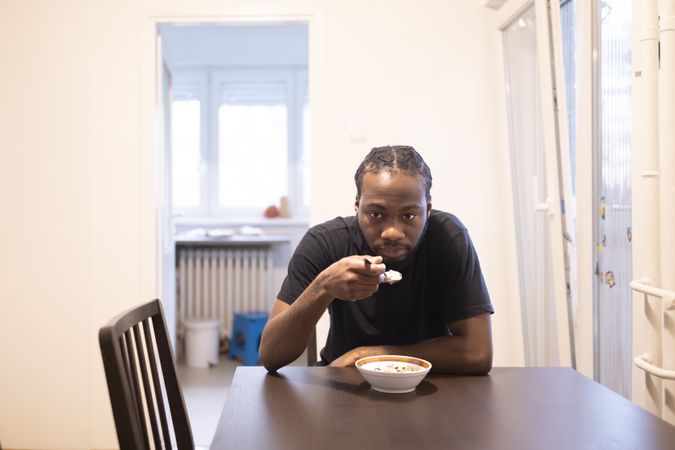 Candid Morning Meal at Home with Natural Light and Kitchen Details