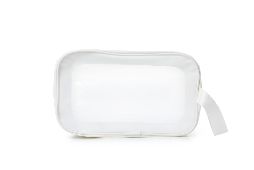 Bath accessories, toilet bag, isolated on plain background