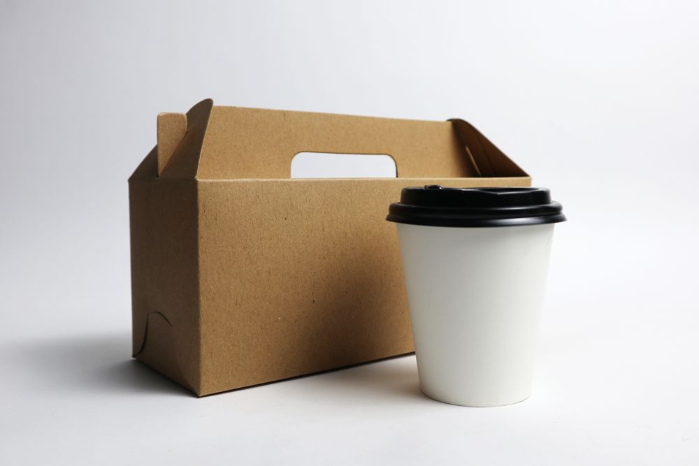 mockup coffee cup with box packaging for your product