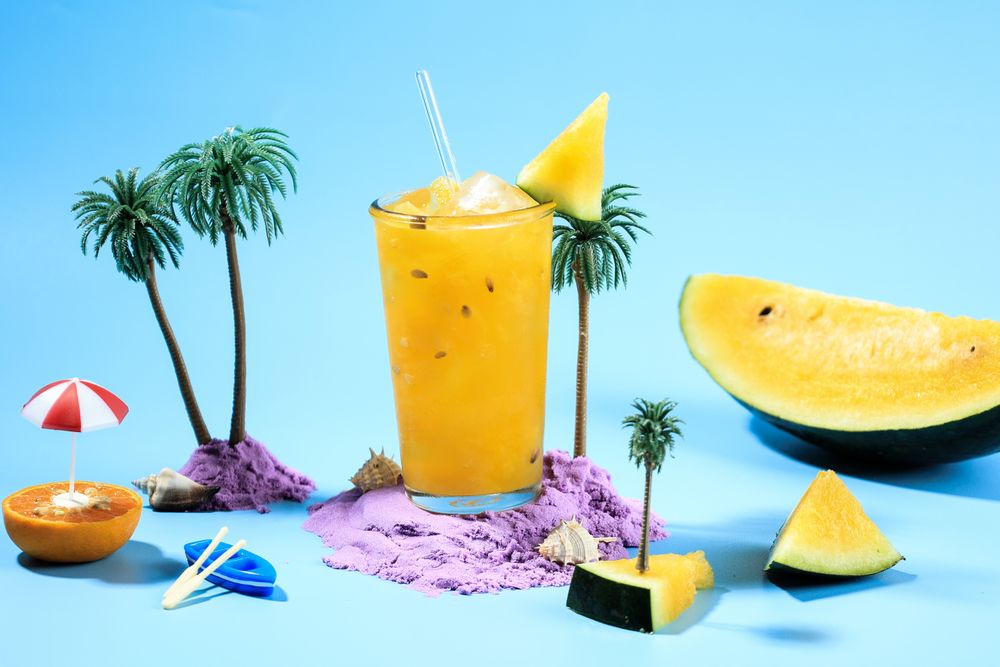 Yellow Watermelon Juice or Jus Semangka Kuning on the Beach