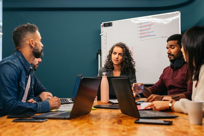 Multiracial colleagues working in a coworking