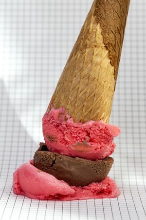 Ice cream cone dropped on graph paper