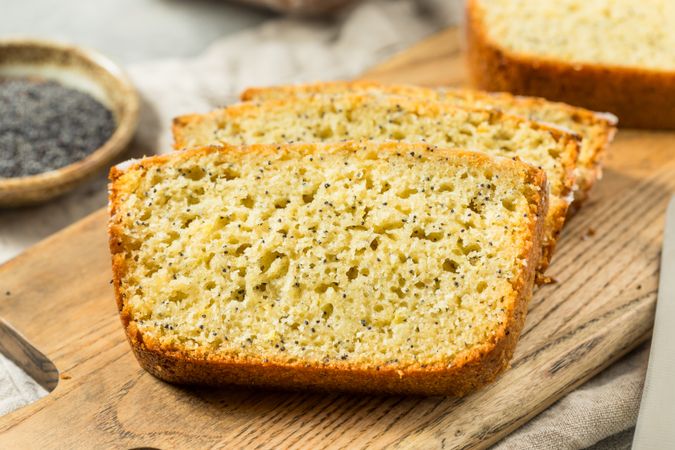 Homemade Baked Lemon Poppyseed Bread Loaf