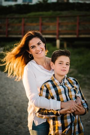 Mother with her son at beach
