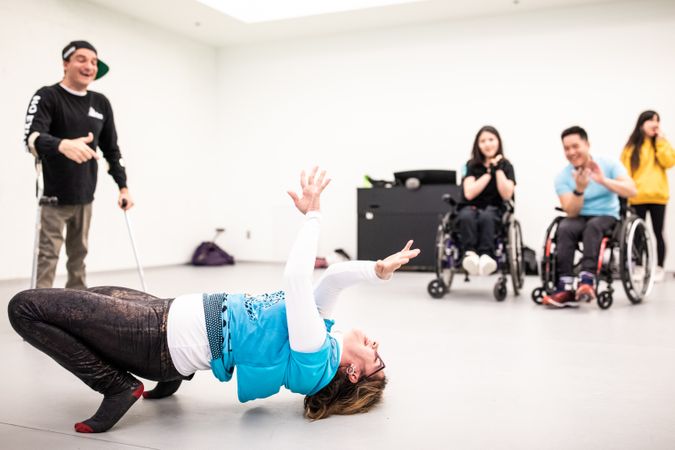 MONTREAL, QUEBEC, CANADA – April 14 2019- Dancers with and without disabilities, in a class by Luca