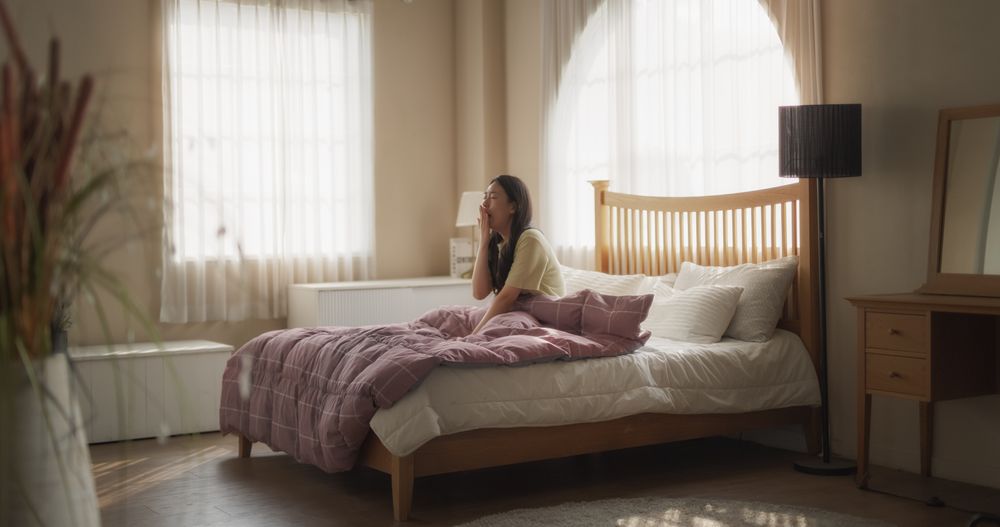 Young Korean Woman Waking up in the Morning