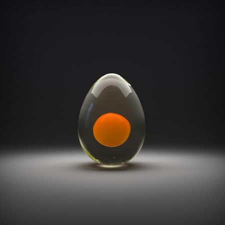 Translucent whole egg on dark background