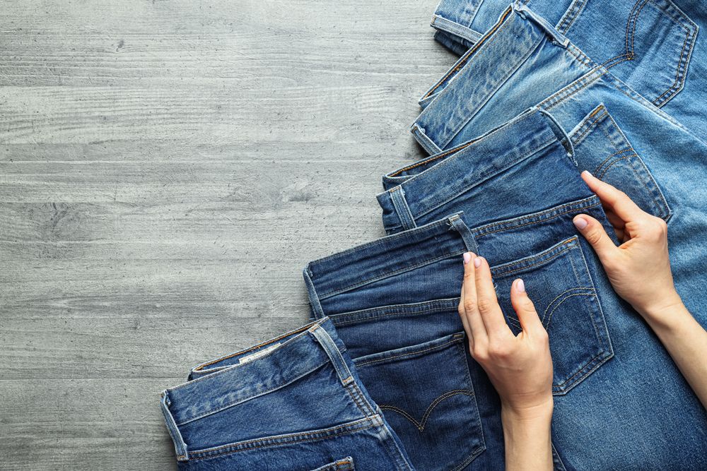 Modern jeans, concept of casual modern clothes
