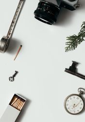 Creative arrangement of vintage items on desk