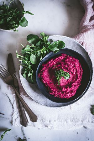 Hummus on plate