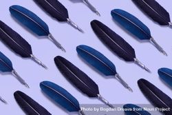 Blue quill pens on lavender background 4BgnMb