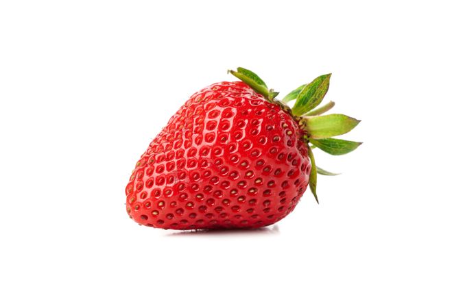 Tasty red strawberry isolated on plain background. Summer berry