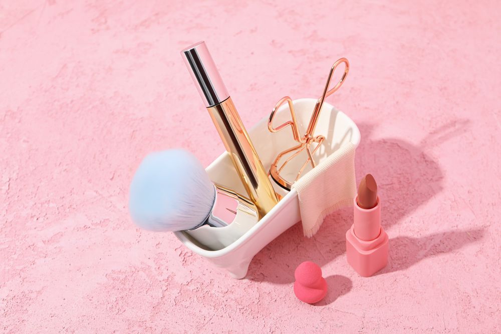 Concept of cosmetic and beauty care accessories