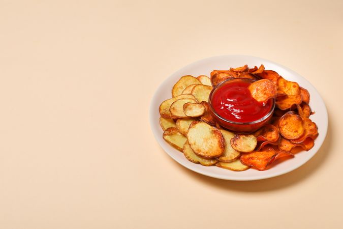 Concept of tasty food - sweet potato fries