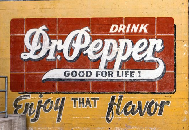 Vintage Dr Pepper advertisement, Waco, Texas