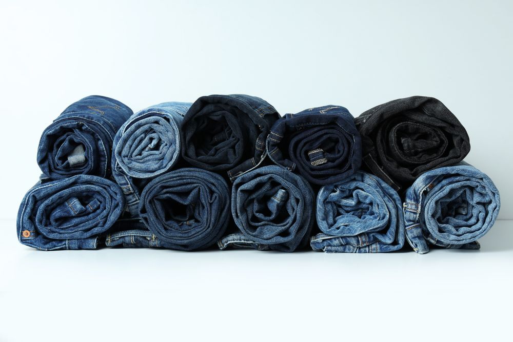 Close-up of folded jeans