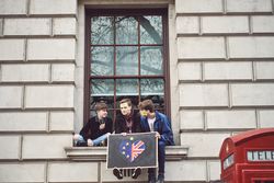 London, England, United Kingdom - March 23rd, 2019: Group of young men with pro-EU sign