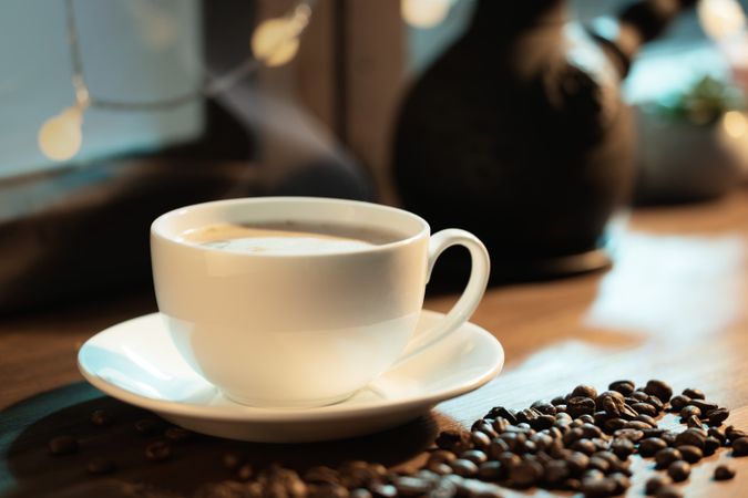 Warm Coffee Cup on Table