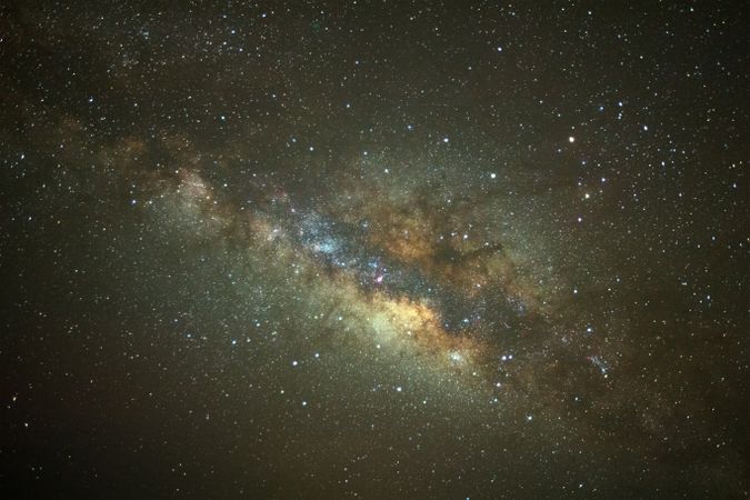milky way galaxy with cloud and space dust in the universe, Long exposure photograph, with grain.