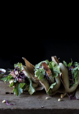 Served Gua Bao sandwiches with bacon