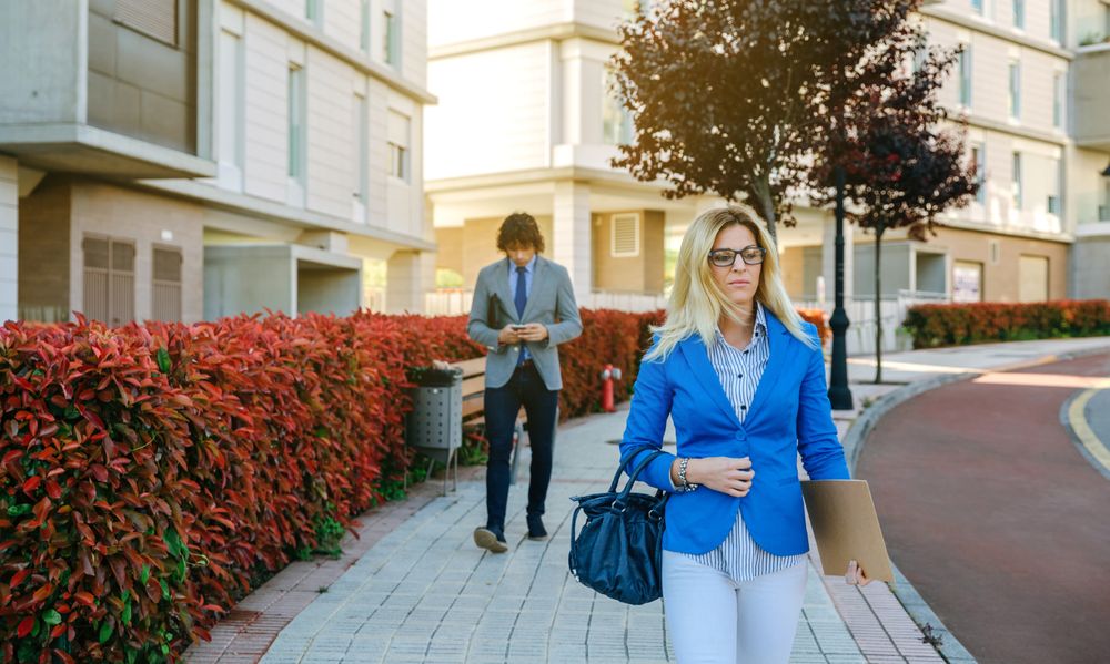 Businesswoman walking down the street to work