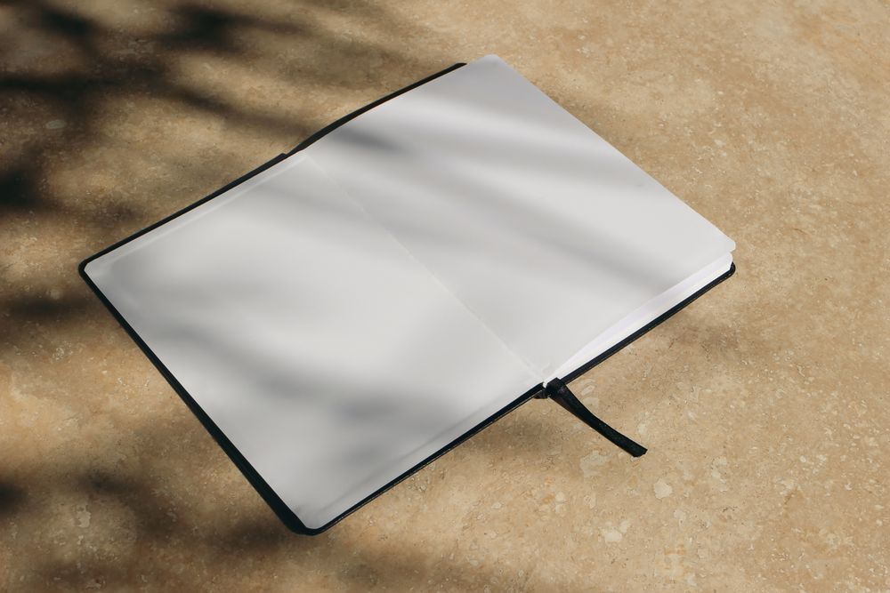 Tropical summer mockup with open diary