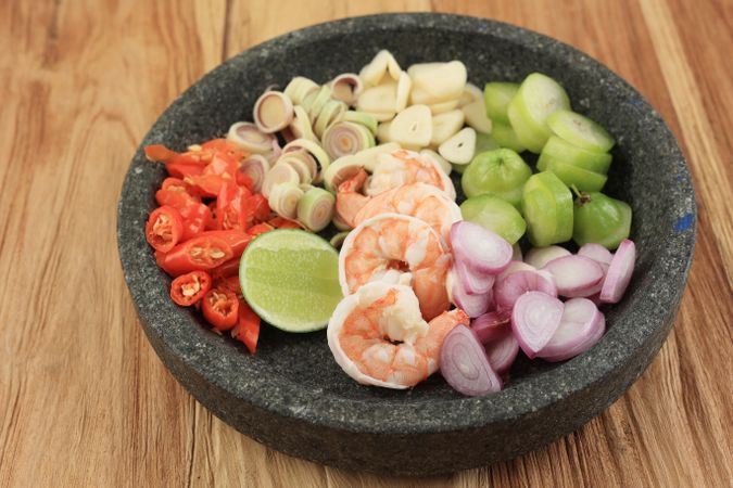 Sambal Ganja Ingredients on Stone Grinder