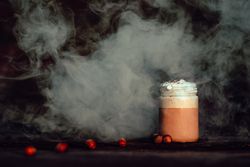 Smoke near coffee and spices