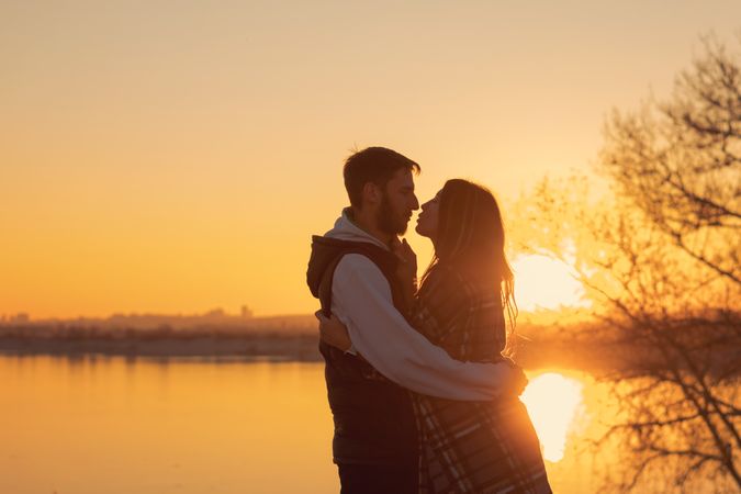 Couple sunset dance